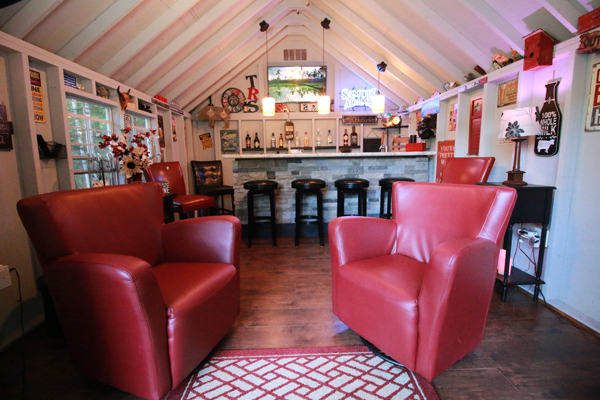 Classy Leather Lounge Chairs in the Pub Shed