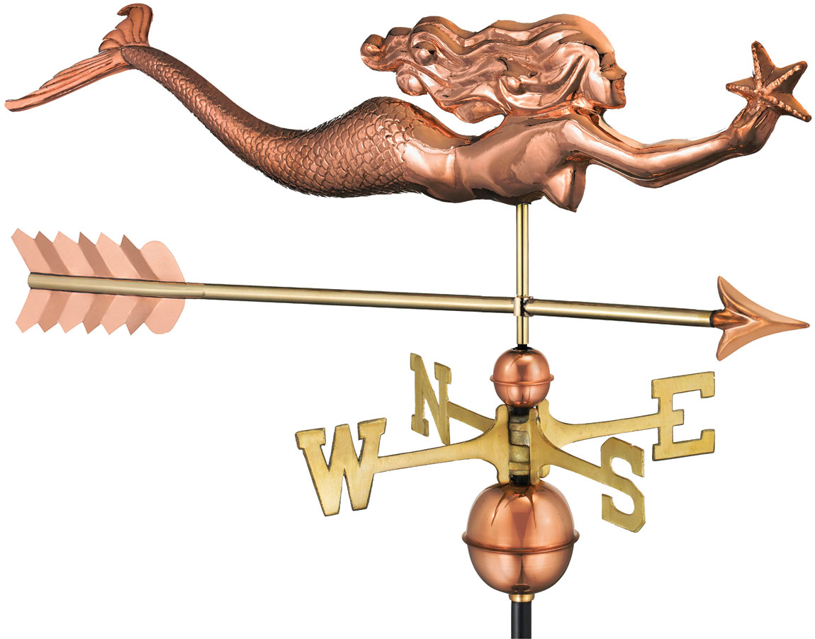 Full Size Mermaid with Starfish with Arrow Weathervane