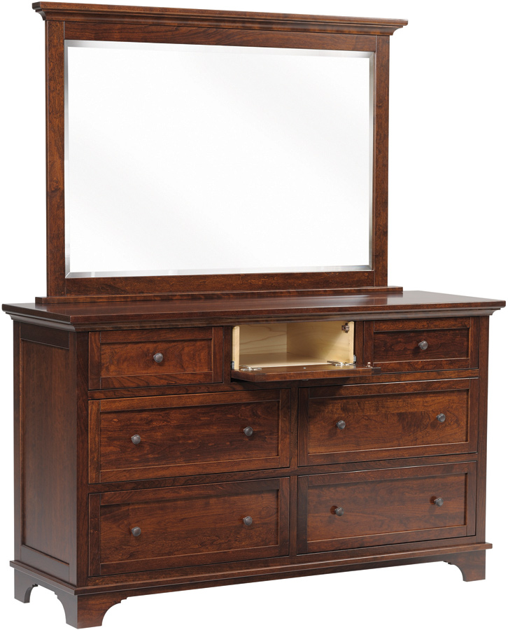 Arden Dresser with Flip-out Drawer with Beveled Mirror
