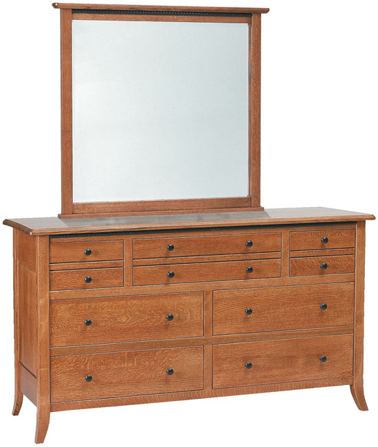 Beacon Hill Double Dresser with Straight Beveled Mirror