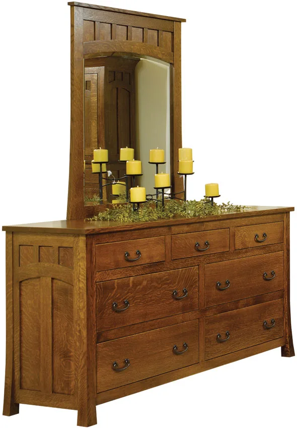 Bluff Pointe 66" Dresser with Center Beveled Mirror