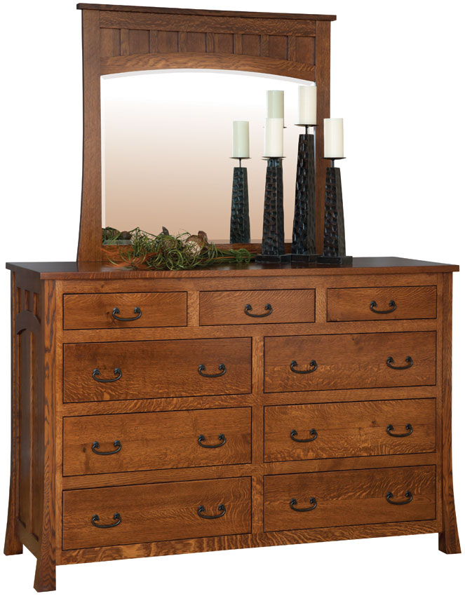 Bluff Pointe Mule Dresser with Beveled Mirror