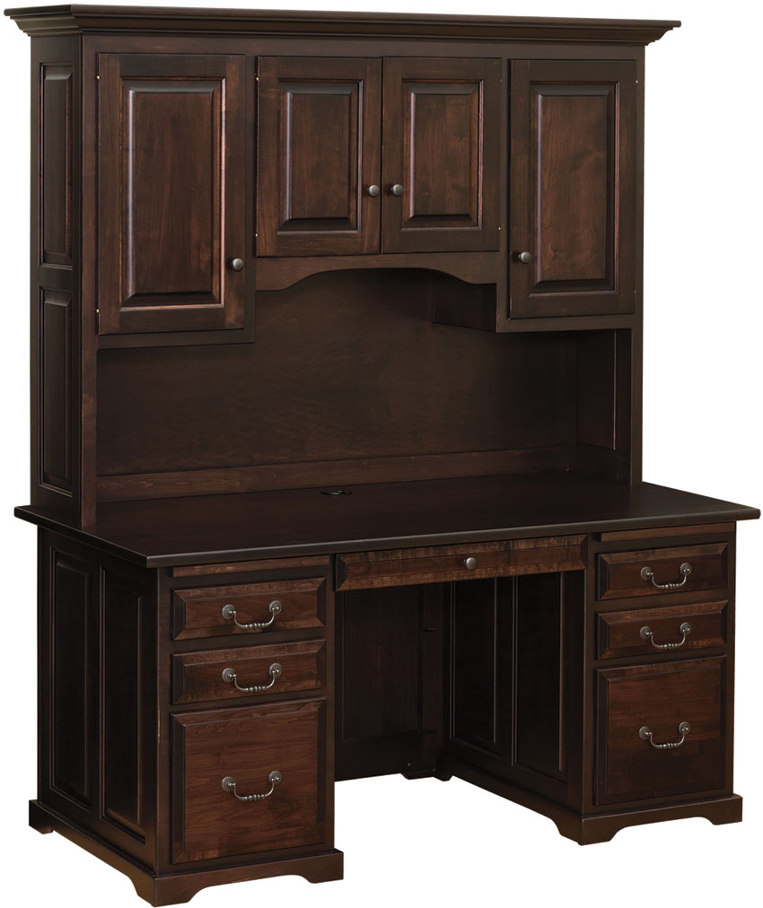Brown Stone Raised Panel 60" Executive Desk with Hutch