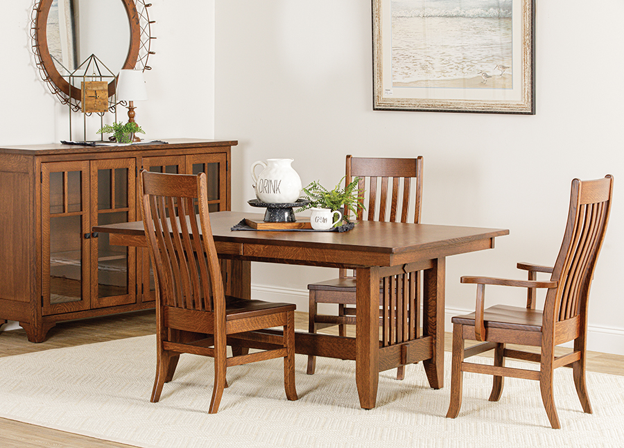 Mission Trestle table with Midland chairs