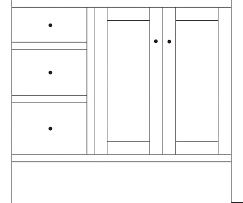 Cabin Hill 42" 2-Door/3-Drawer Vanity Cabinet