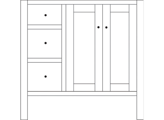 Cabin Hill 36" Right 2-Door/3-Drawer Vanity Cabinet