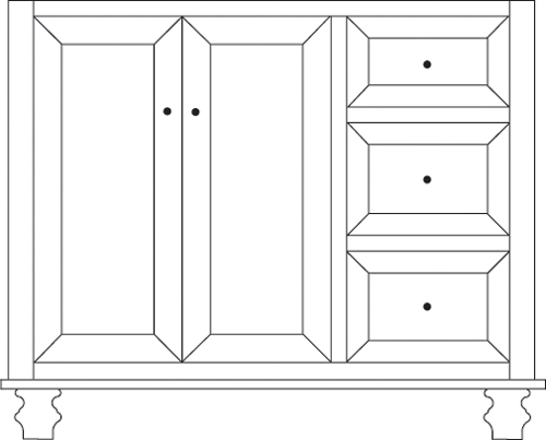 Camden 42" Left 2-Door/3-Drawer Vanity Cabinet
