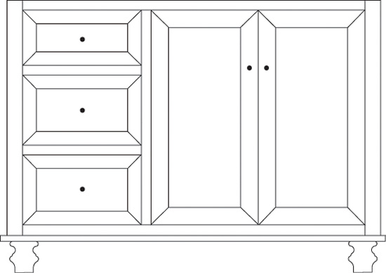 Camden 48" Right 2-Door/3-Drawer Vanity Cabinet
