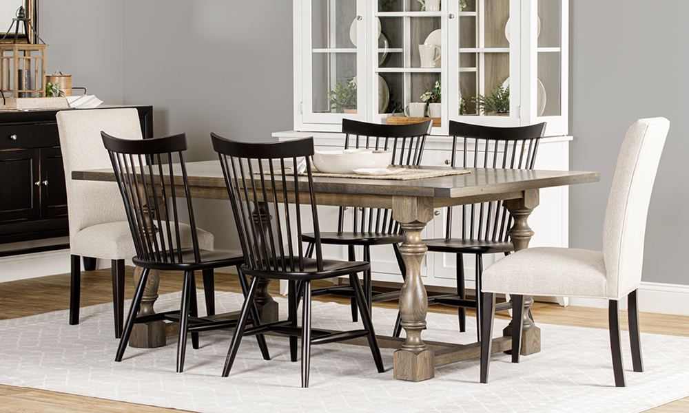 Camilla Dining Table, Carolina and Parsons Chairs