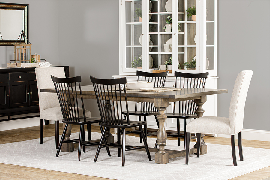 Camilla table with Parsons & Cullman chairs