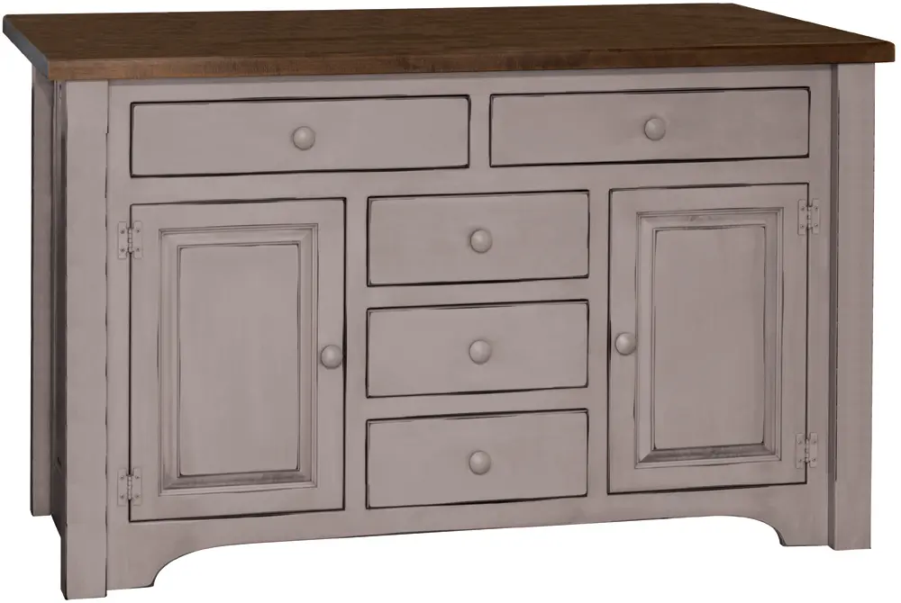 Colonial 5-Drawer Island with Straight Legs