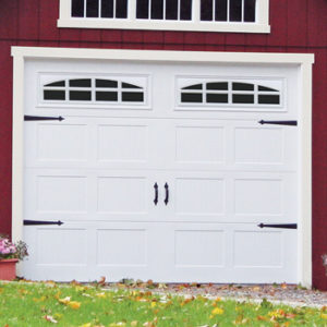 Carriage Door with LP 8-Lite Stockton Arch Glass