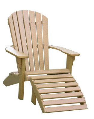 Leisure Poly Fan Back Adirondack Chair with Ottoman
