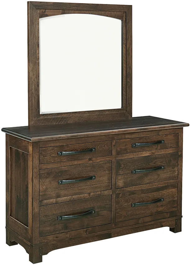 Farmington 66" 6-Drawer Dresser with Dresser Beveled Mirror