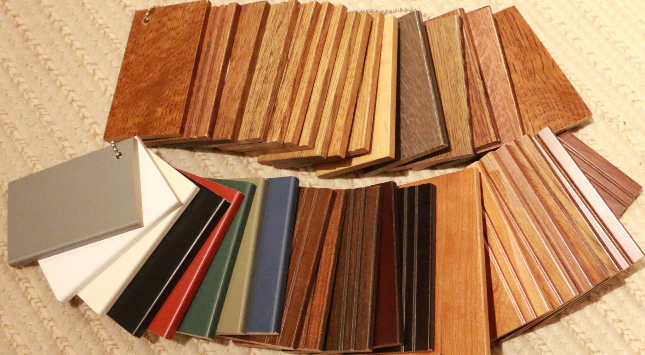 A Sample of Wood Species and Color options 