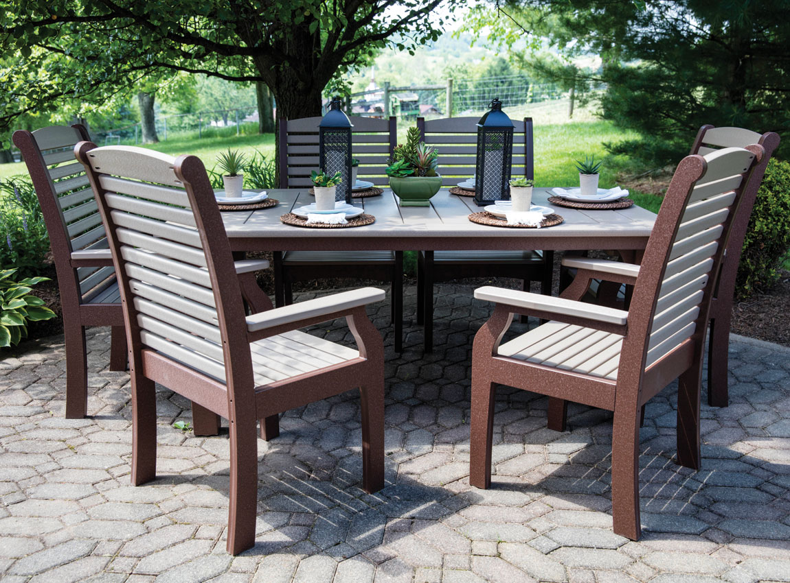 Island Rectangle Homestead Dining Table & Classic Terrace Chair Set