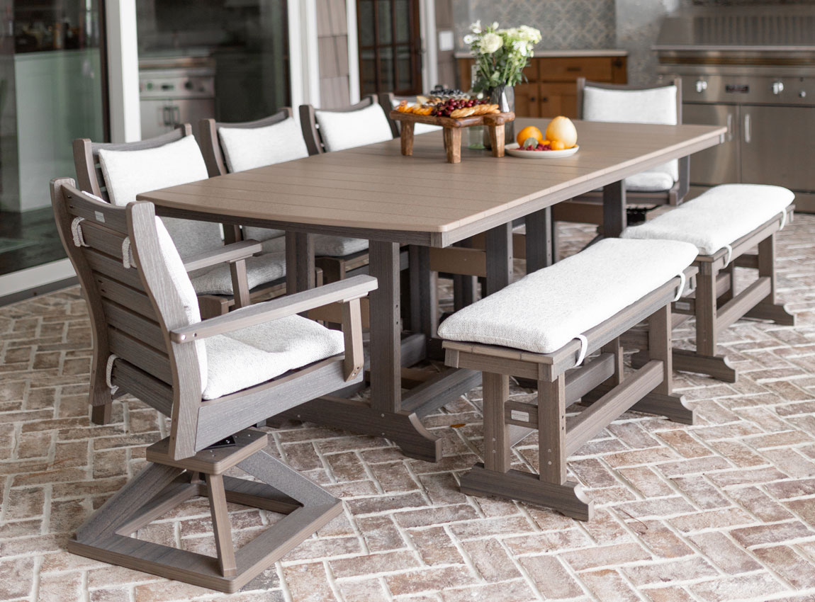 Island Rectangle Dining Table & Bristol Chair and Bench Set