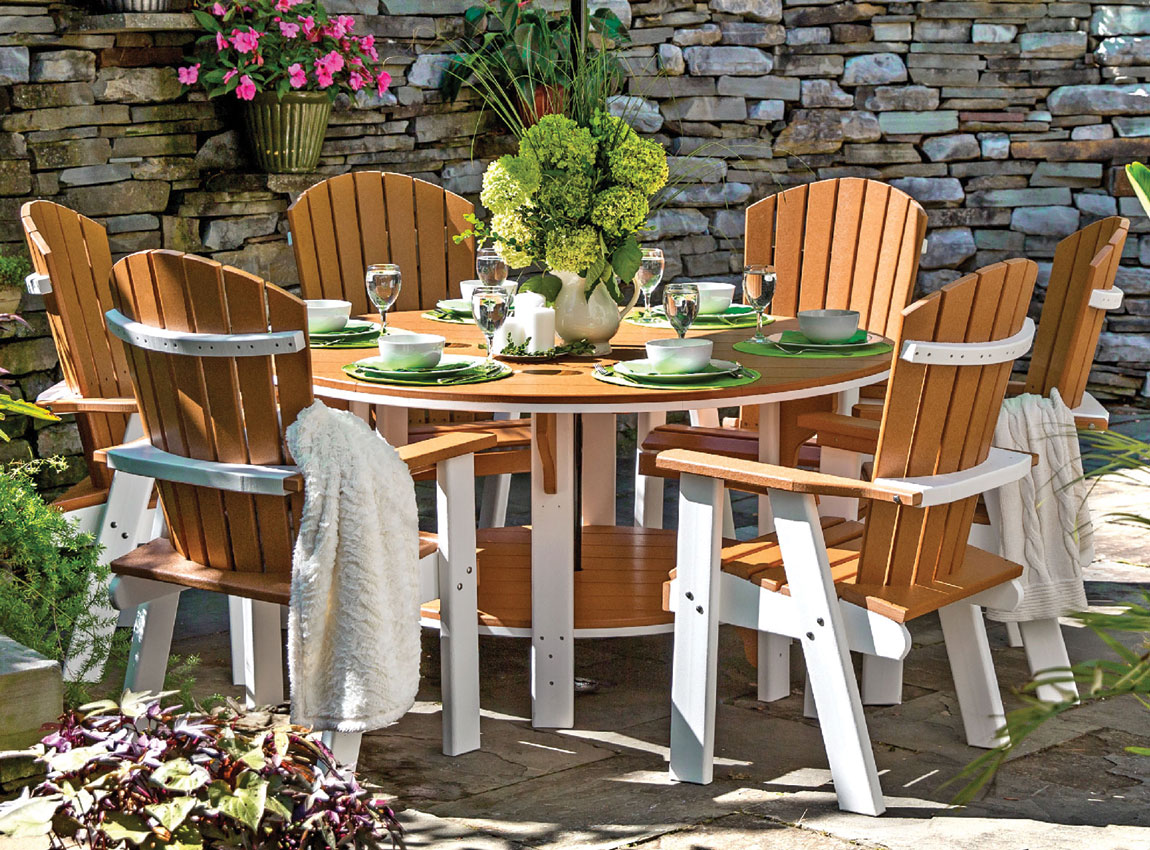 Leisure Large Round Dining Table & Bistro Chair Set