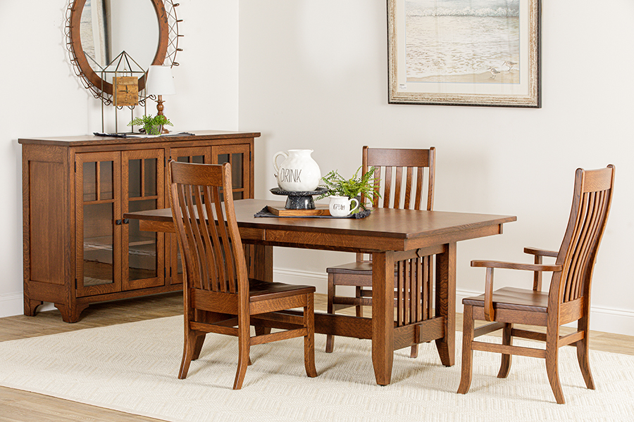 Mission Trestle table with Midland chairs