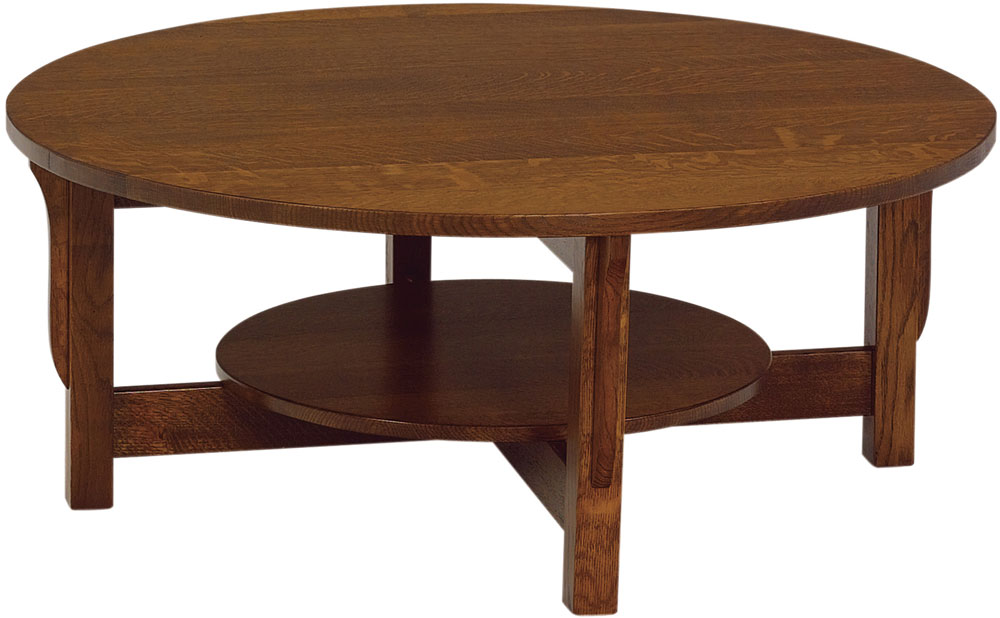 Mission Prairie Round Coffee Table with Shelf