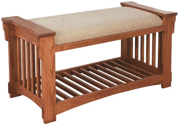 Mission Slat Bench with Cushion