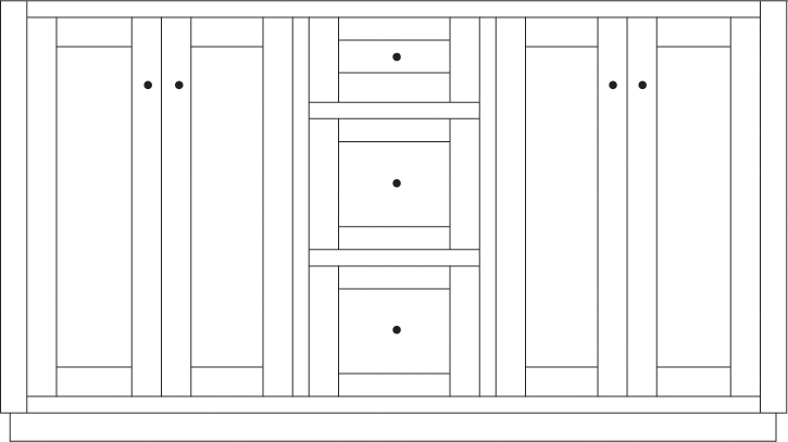 Topeka 60" 4-Door/3-Drawer Vanity Cabinet