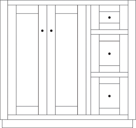 Topeka 36" Left 2-Door/3-Drawer Vanity Cabinet