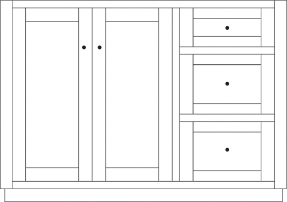 Topeka 48" Left 2-Door/3-Drawer Vanity Cabinet