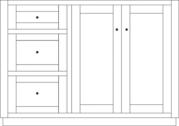 Topeka 48" Right 2-Door/3-Drawer Vanity Cabinet
