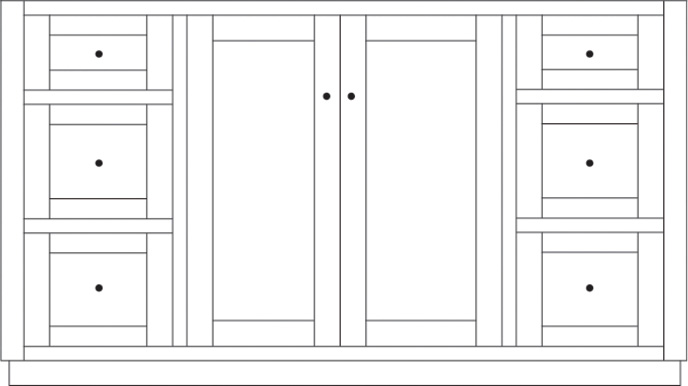Topeka 60" 2-Door/6-Drawer Vanity Cabinet