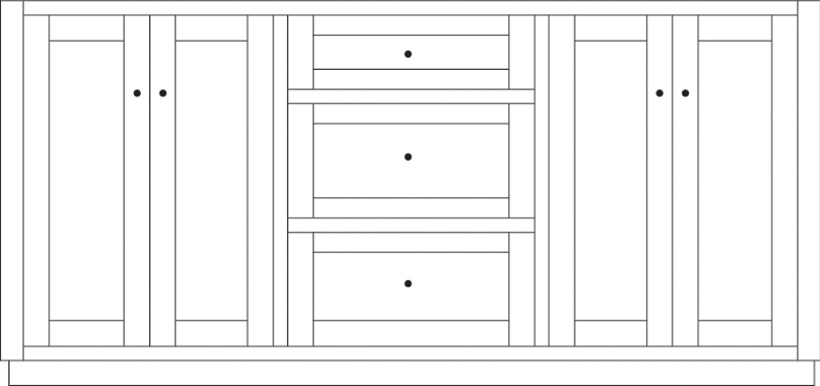 Topeka 72" 4-Door/3-Drawer Vanity Cabinet