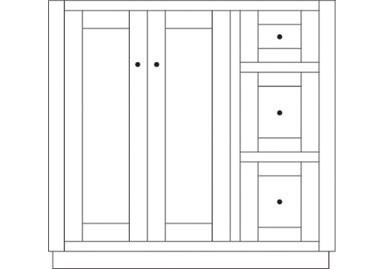 Topeka 36" Left 2-Door/3-Drawer Vanity Cabinet