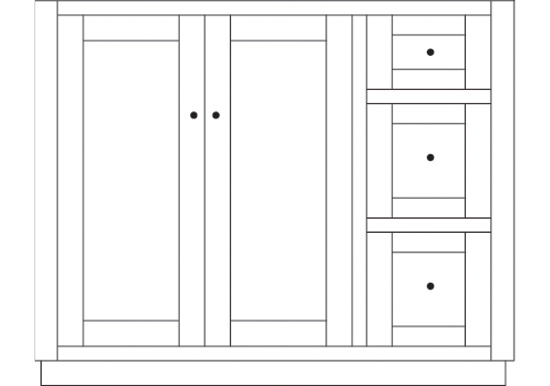 Topeka 42" Left 2-Door/3-Drawer Vanity Cabinet