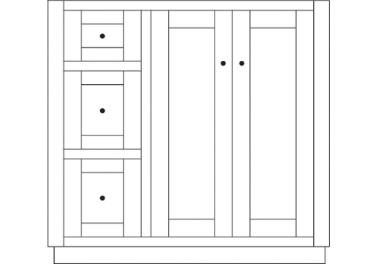 Topeka 36" Right 2-Door/3-Drawer Vanity Cabinet