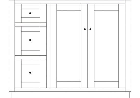 Topeka 42" Right 2-Door/3-Drawer Vanity Cabinet