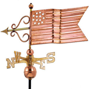 Polished Copper American Flag Weathervane #667P