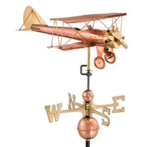 Polished Copper Biplane Weathervane #9521P