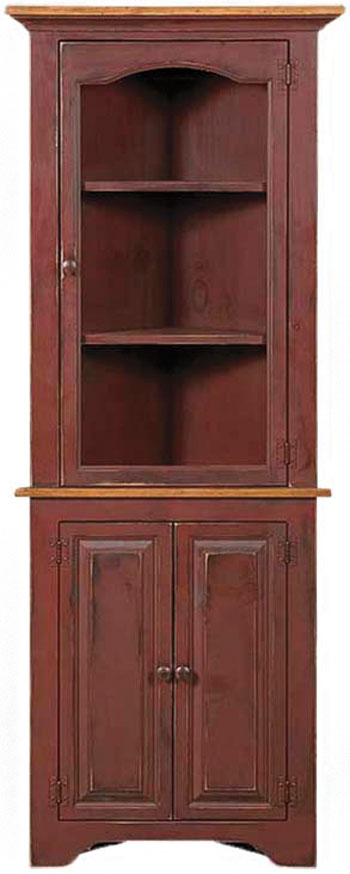 Colonial Pine Small Corner Cupboard with Glass