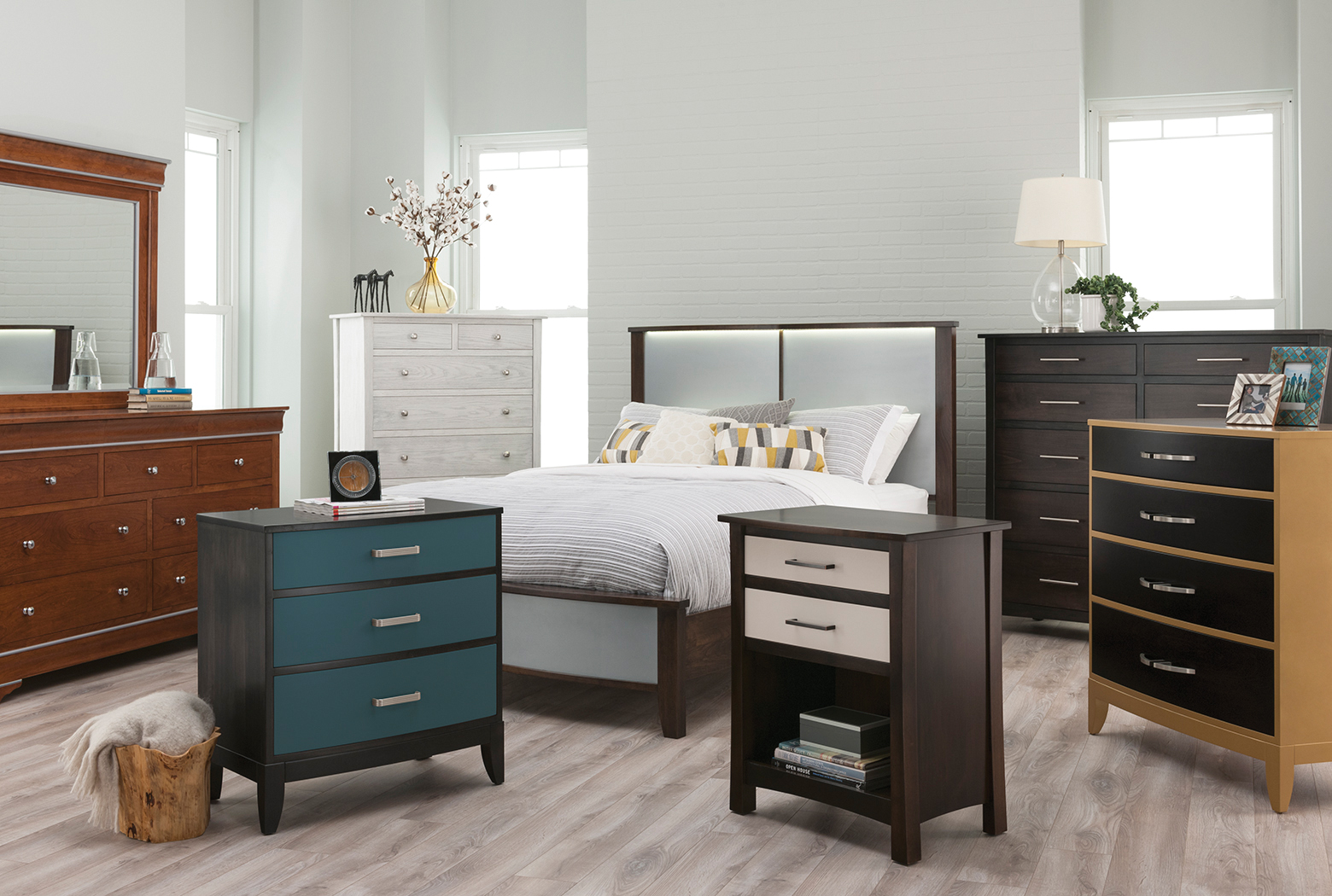 Bedroom furniture in a variety of finishes