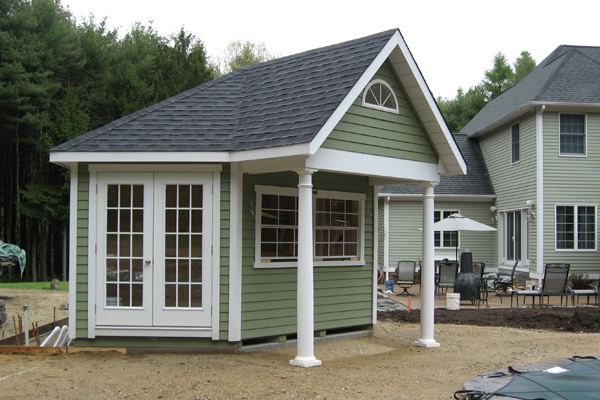 Corner shed with French doors