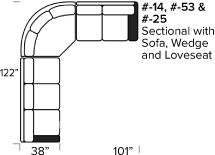 Smith Brothers 3000 Sectional Dimensions