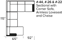 Smith Brothers 393 Sectional Dimensions